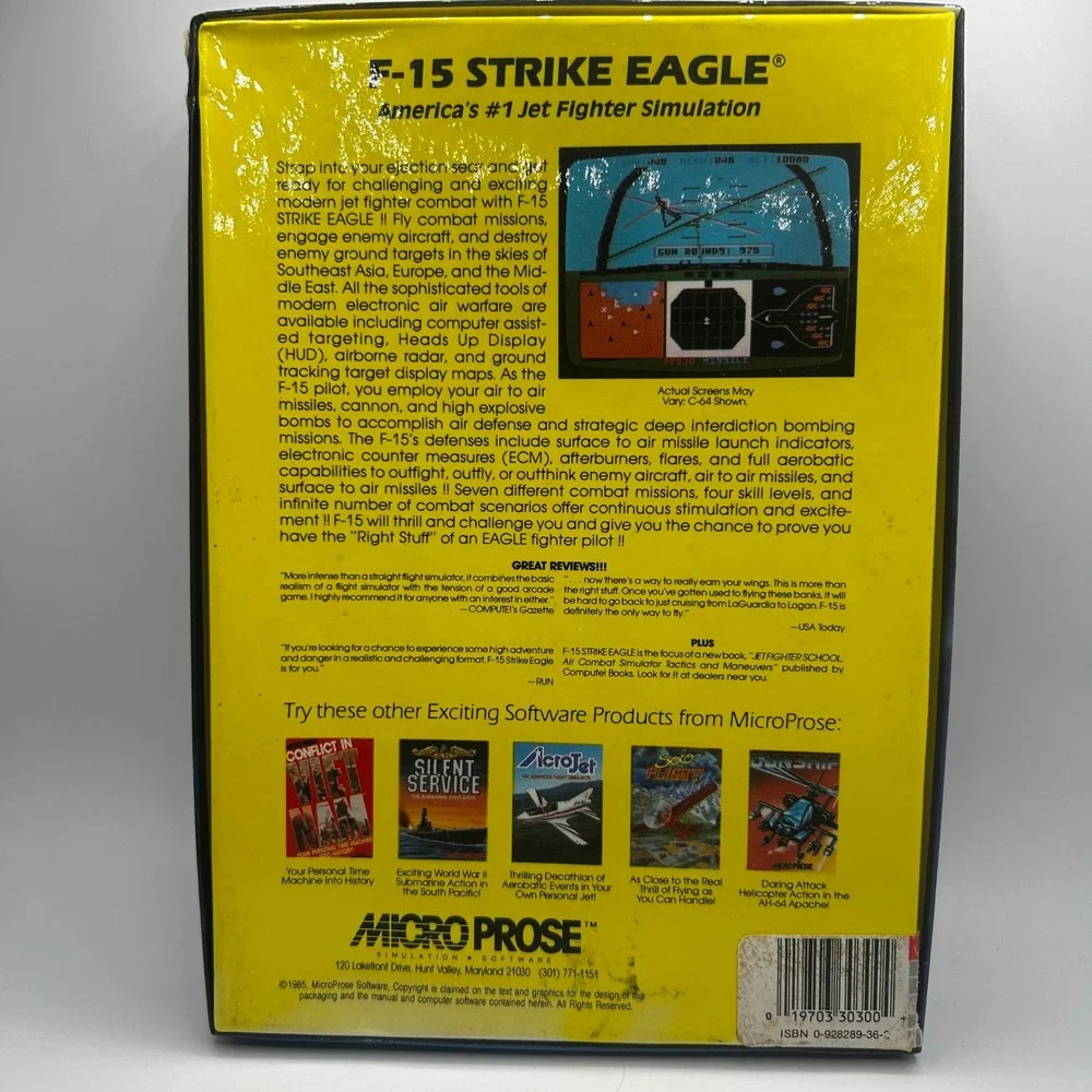 F-15 Strike Eagle MicroProse Apple II IIe IIc Vintage 1985 Big Box Flight Sim
